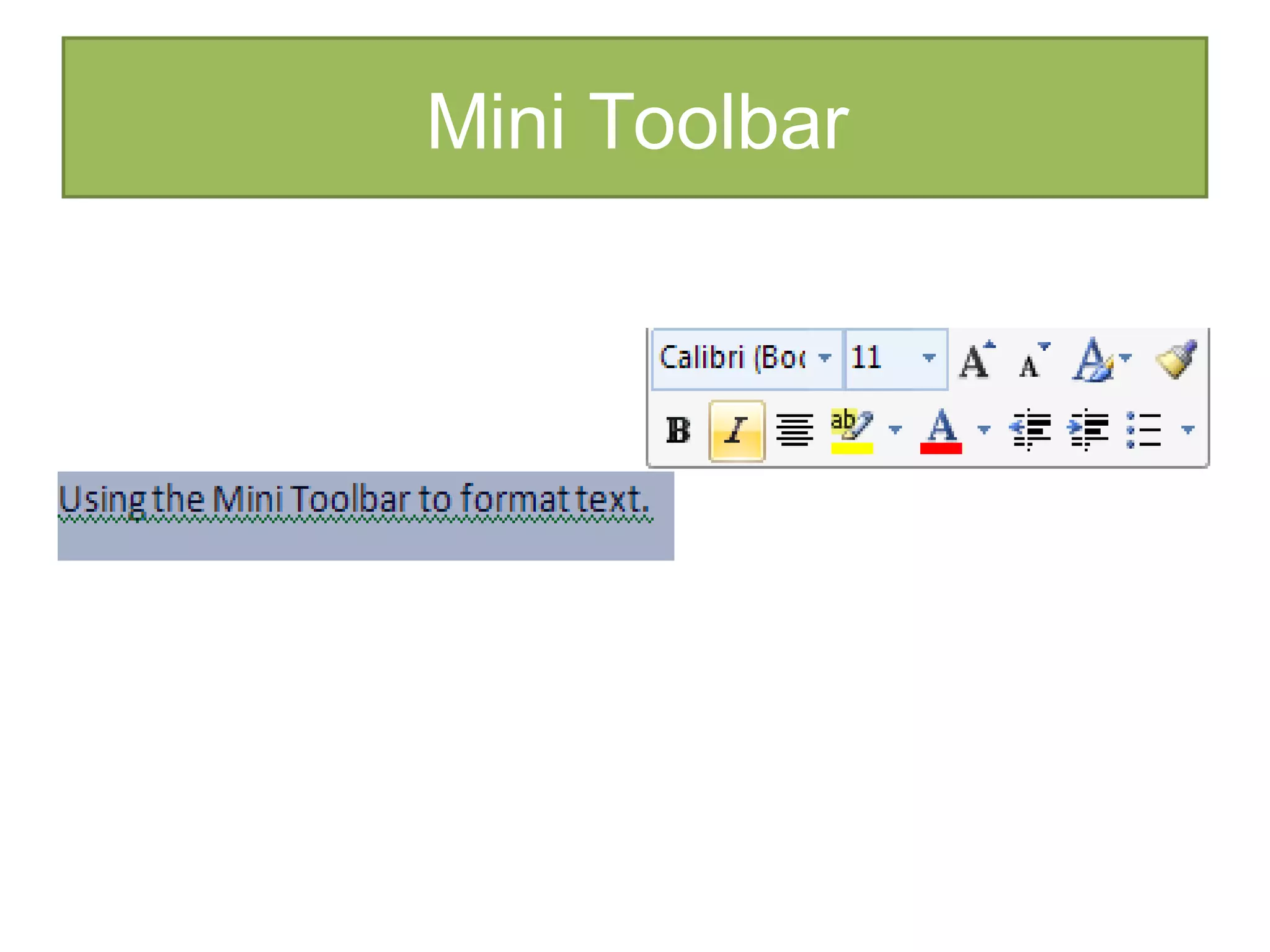Mini Toolbar 