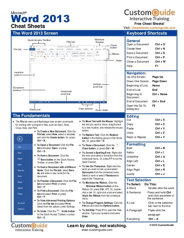 Microsoft word shortcuts cheat sheet