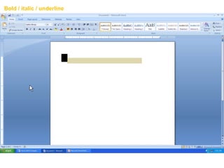 Welcome to this lecture
Bold / italic / underline
 