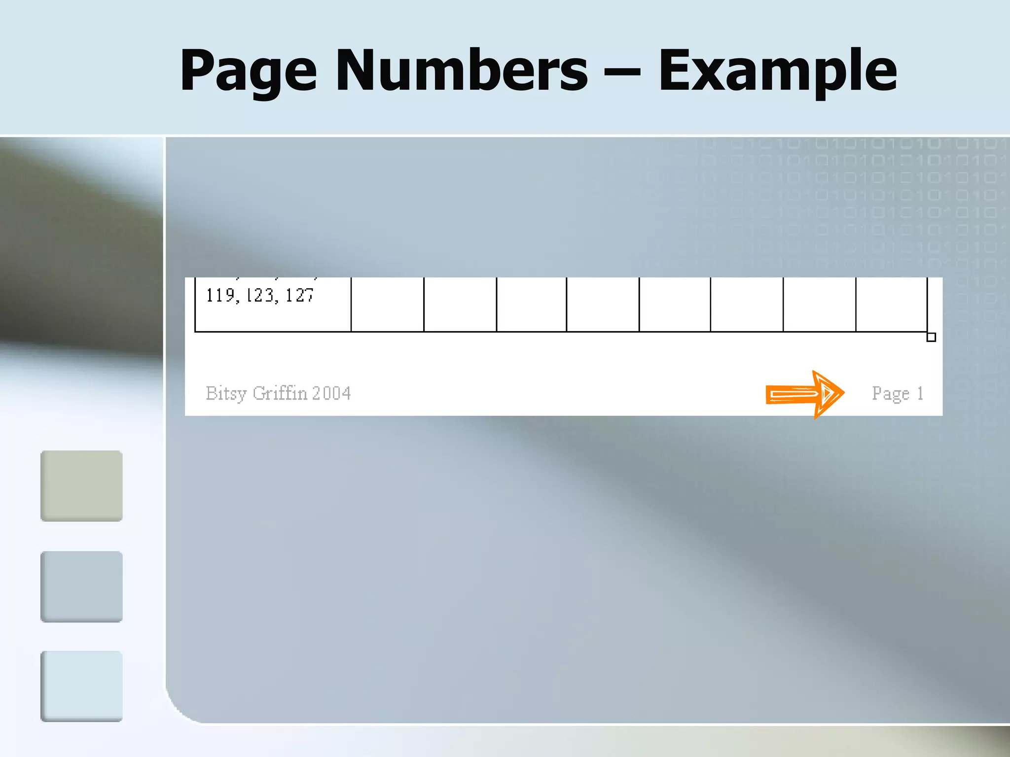 Page Numbers – Example  