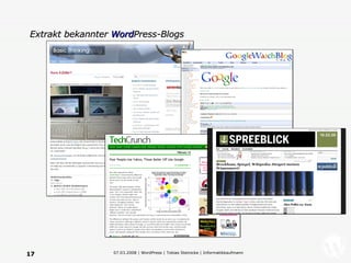 Extrakt bekannter  Word Press-Blogs 