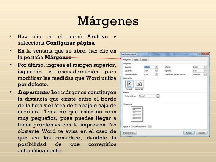 Word regla, sangrías y márgenes