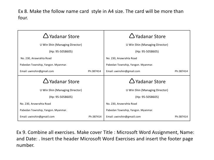 microsoft word exercises