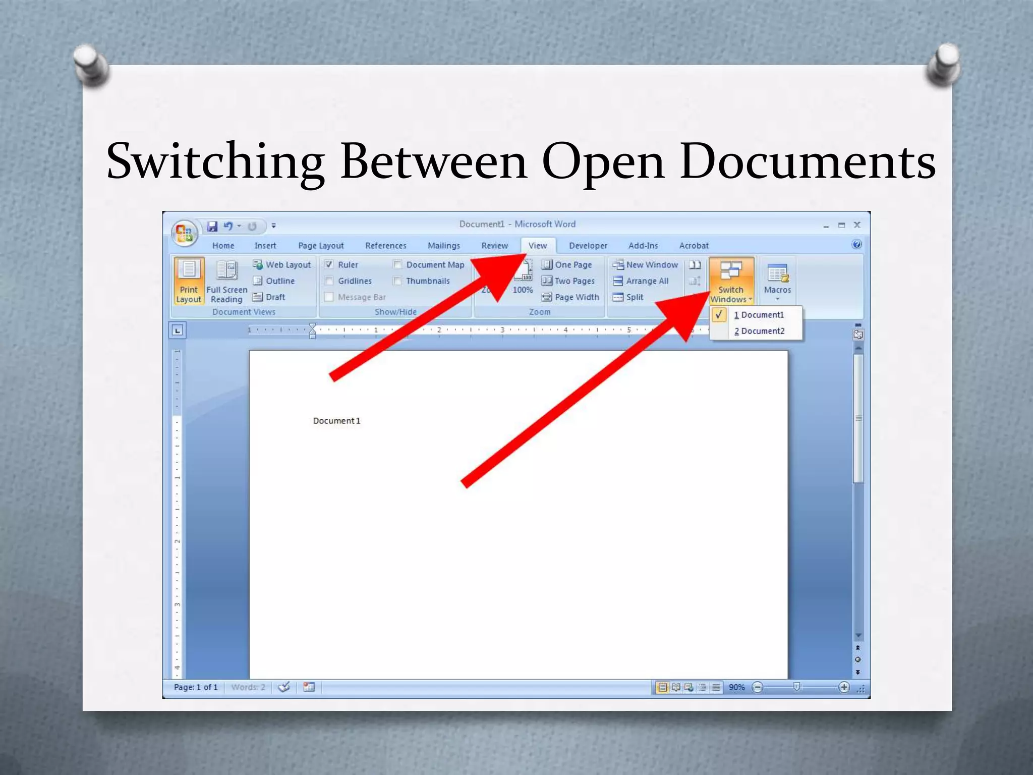 Switching Between Open Documents