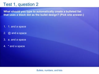 Word 2007ù Bullets, Numbers, And Lists | PPT