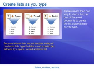 Word 2007ù Bullets, Numbers, And Lists | PPT