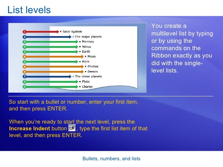 Word 2007 Bullets Numbers And Lists