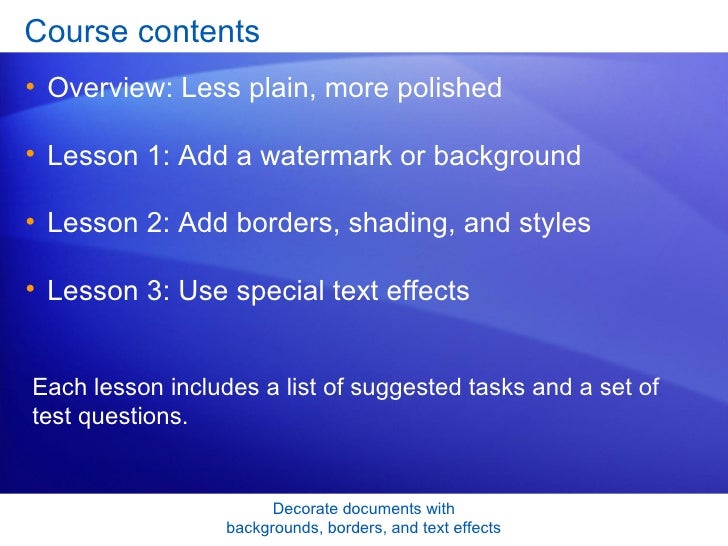 word 2007 decorate documents with backgrounds borders and text effe another word for polished