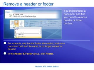Header With Group Names Examples Word 2007-Header And Footer Basics | PPT