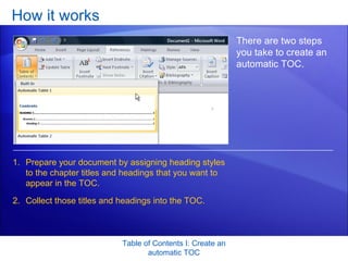 Toc Word Tutorial Word 2007-Table Of Contents Part 1 | PPT