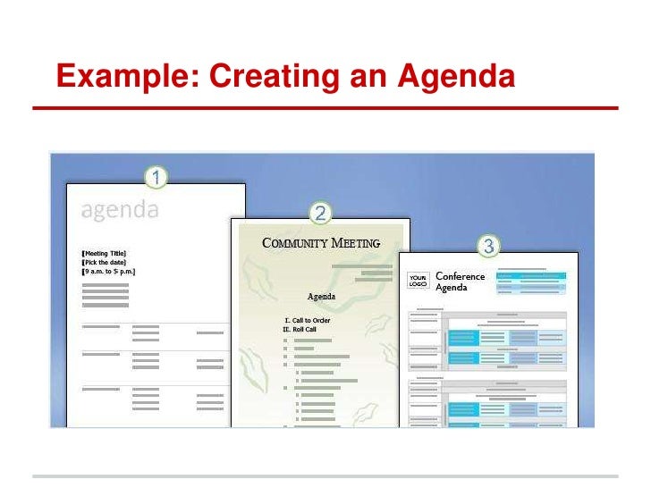 creating an agenda in word