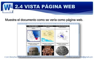 2.4 VISTA PÁGINA WEB

Muestra el documento como se vería como página web.




© 2011 Derechos Reservados Daniel Olalde Soto   E-MAIL: daniel.olalde@gmail.com
 