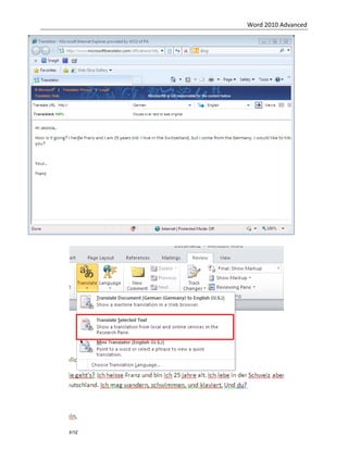 Word 2010 Advanced
30
 