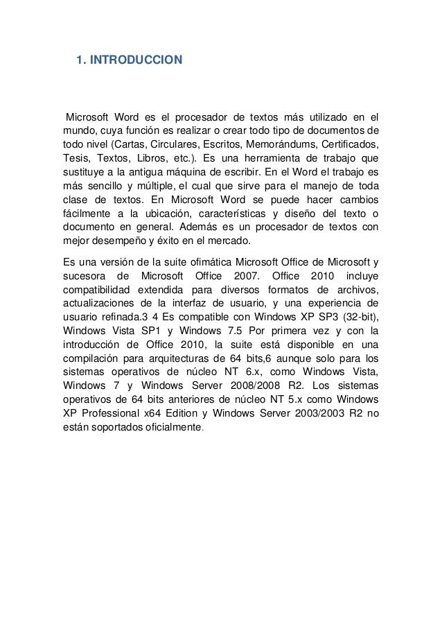 Word 2010 Informe