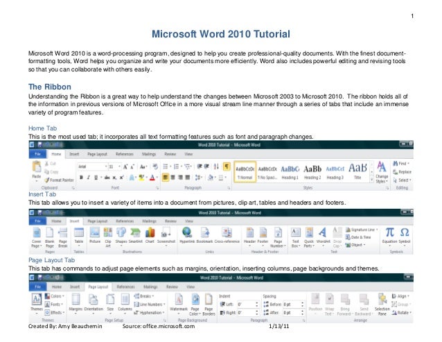 Word 2010 Tutorial