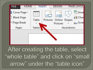Word 2013: Table Template for Quick Access