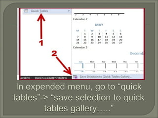 Word 2013: Table Template for Quick Access