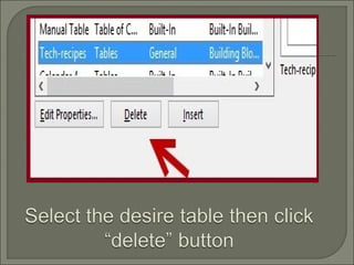 Word 2013: Table Template for Quick Access