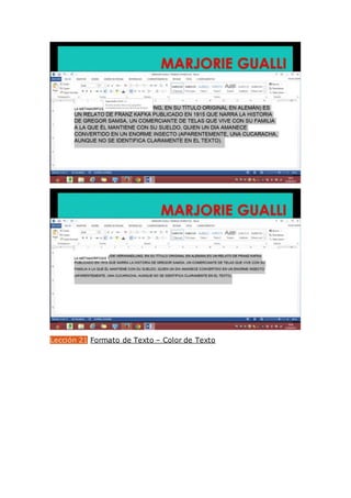 Lección 21 Formato de Texto – Color de Texto
 
