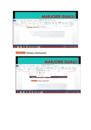 Lección 27 Viñetas y Numeración
 