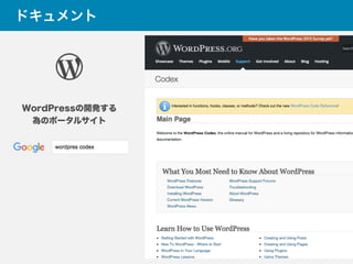ドキュメント
WordPressの開発する
為のポータルサイト
 