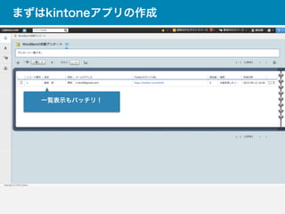 まずはkintoneアプリの作成
一覧表示もバッチリ！
 
