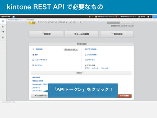 kintone REST API で必要なもの
「APIトークン」をクリック！
 