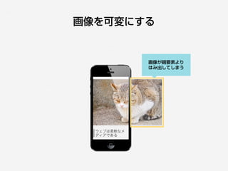 画像が親要素より
はみ出してしまう
画像を可変にする
 