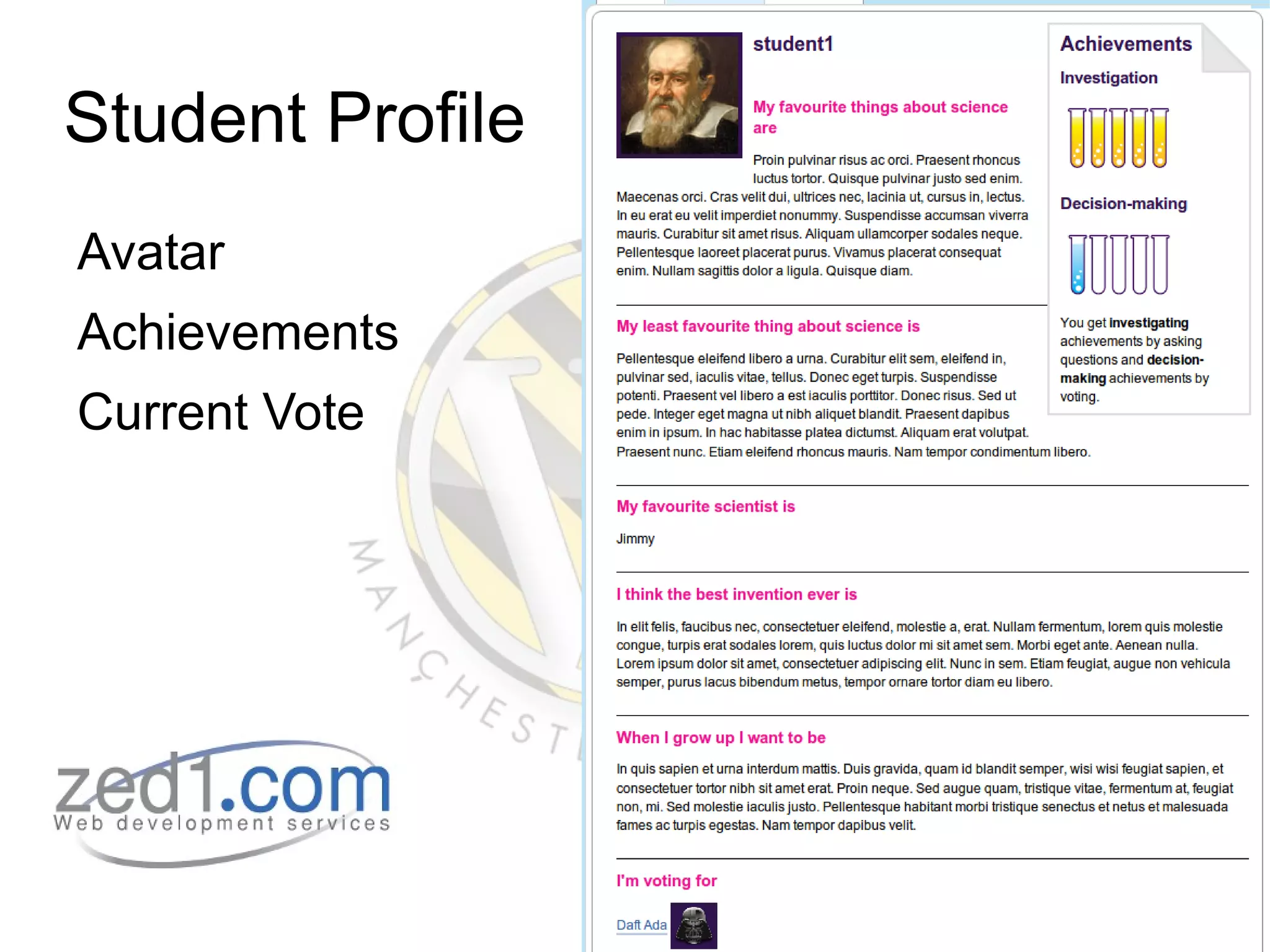 Custom Profiles Students, Scientists 