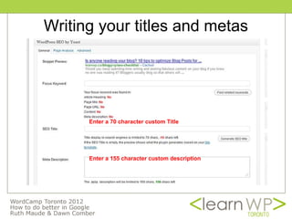 Writing your titles and metas




      Enter a 70 character custom Title




      Enter a 155 character custom description
 