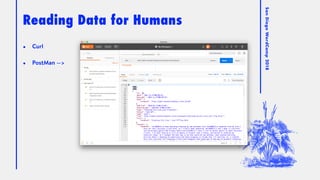 SanDiegoWordCamp2018
Reading Data for Humans
• Curl
• PostMan —>
 
