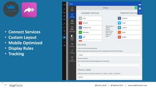 • Connect Services
• Custom Layout
• Mobile Optimized
• Display Rules
• Tracking
 