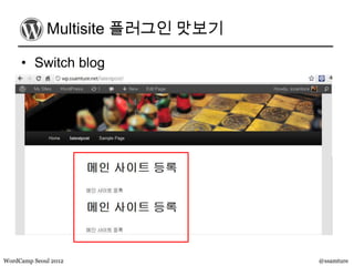 Multisite 플러그인 맛보기

     • Switch blog




WordCamp Seoul 2012               @ssamture
 