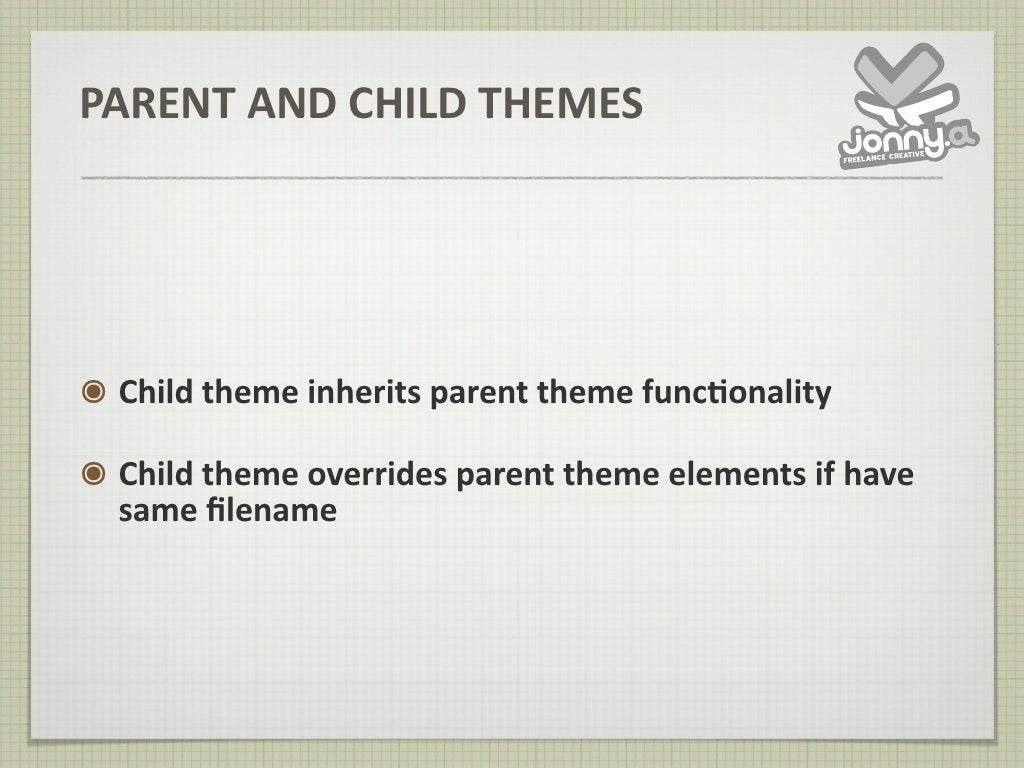 PARENT/CHILD THEME EXAMPLE PARENT THEME