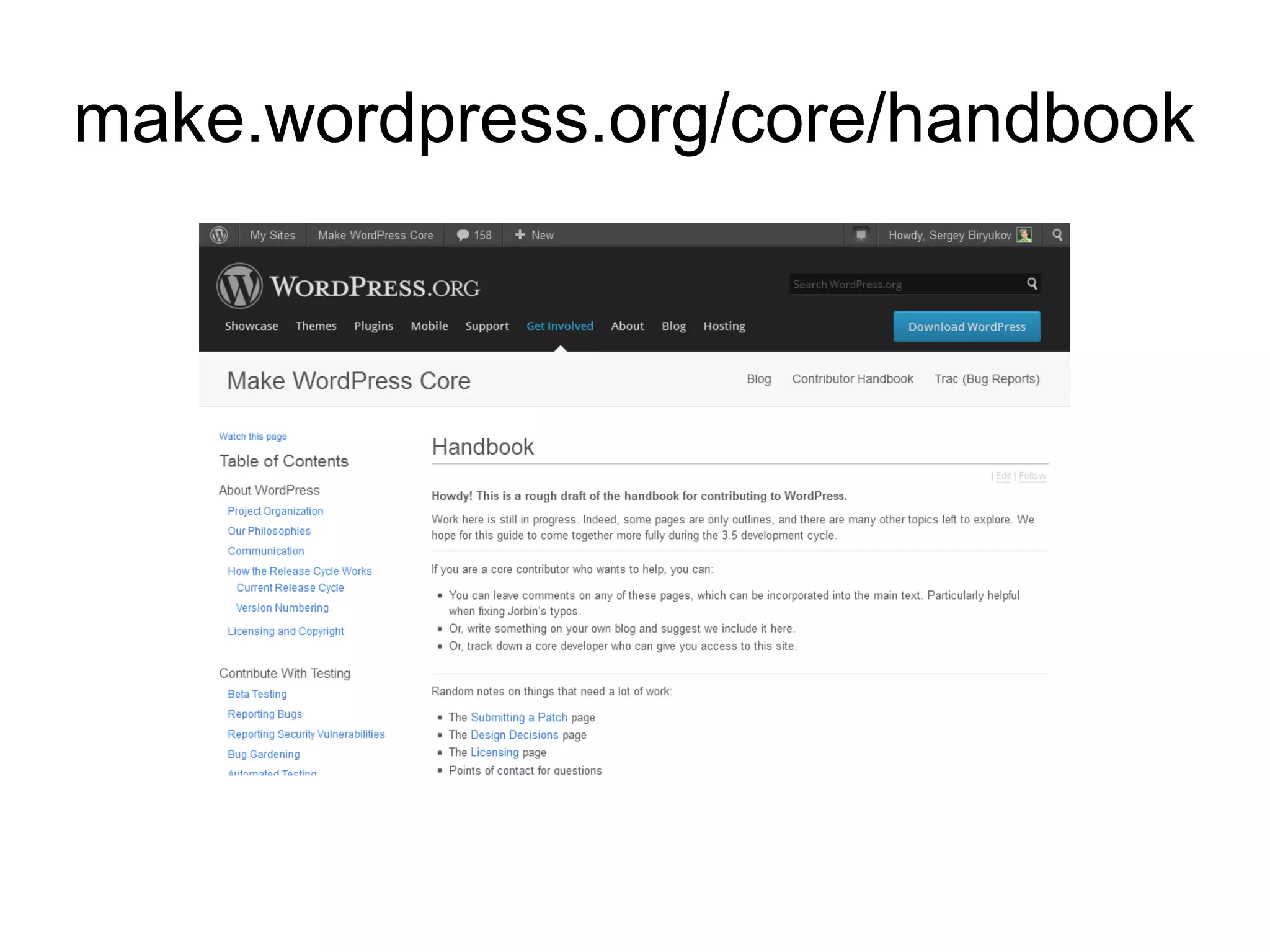 make.wordpress.org/core/handbook
 