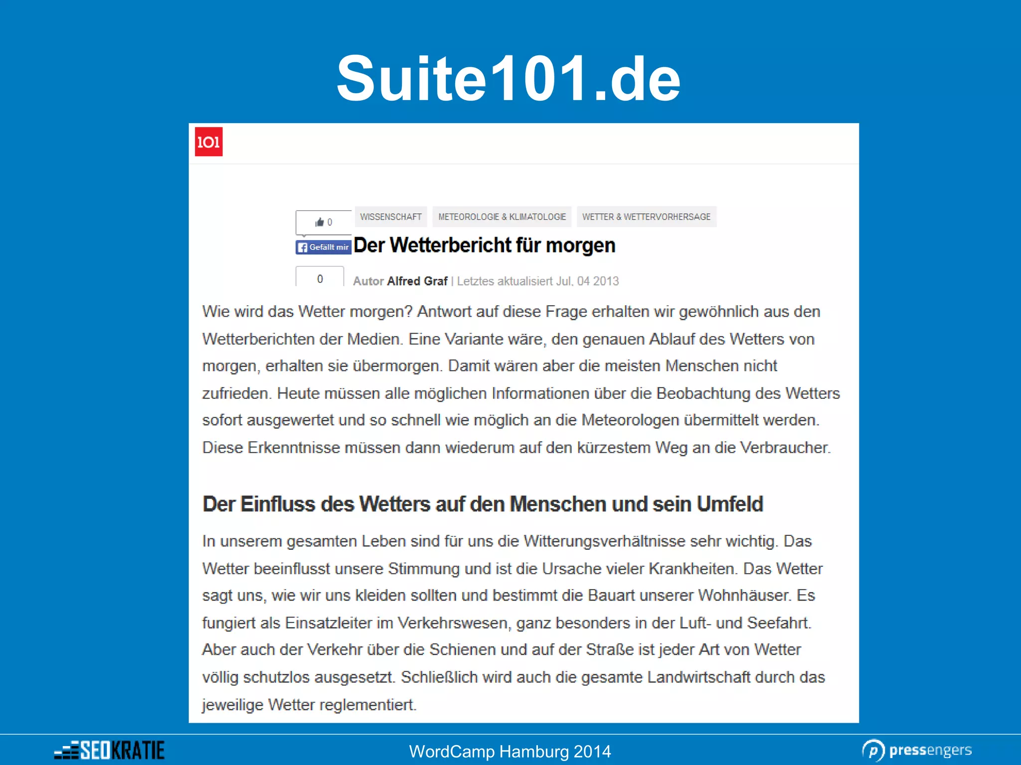 Suite101.de
WordCamp Hamburg 2014
 