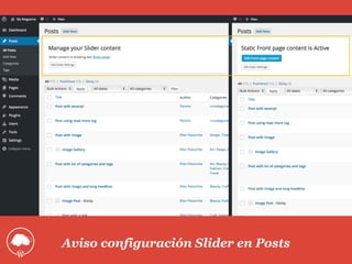 Aviso configuración Slider en Posts
 