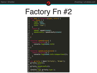 Name | @twitter #hashtag | url:slides.com
Factory Fn #2
 