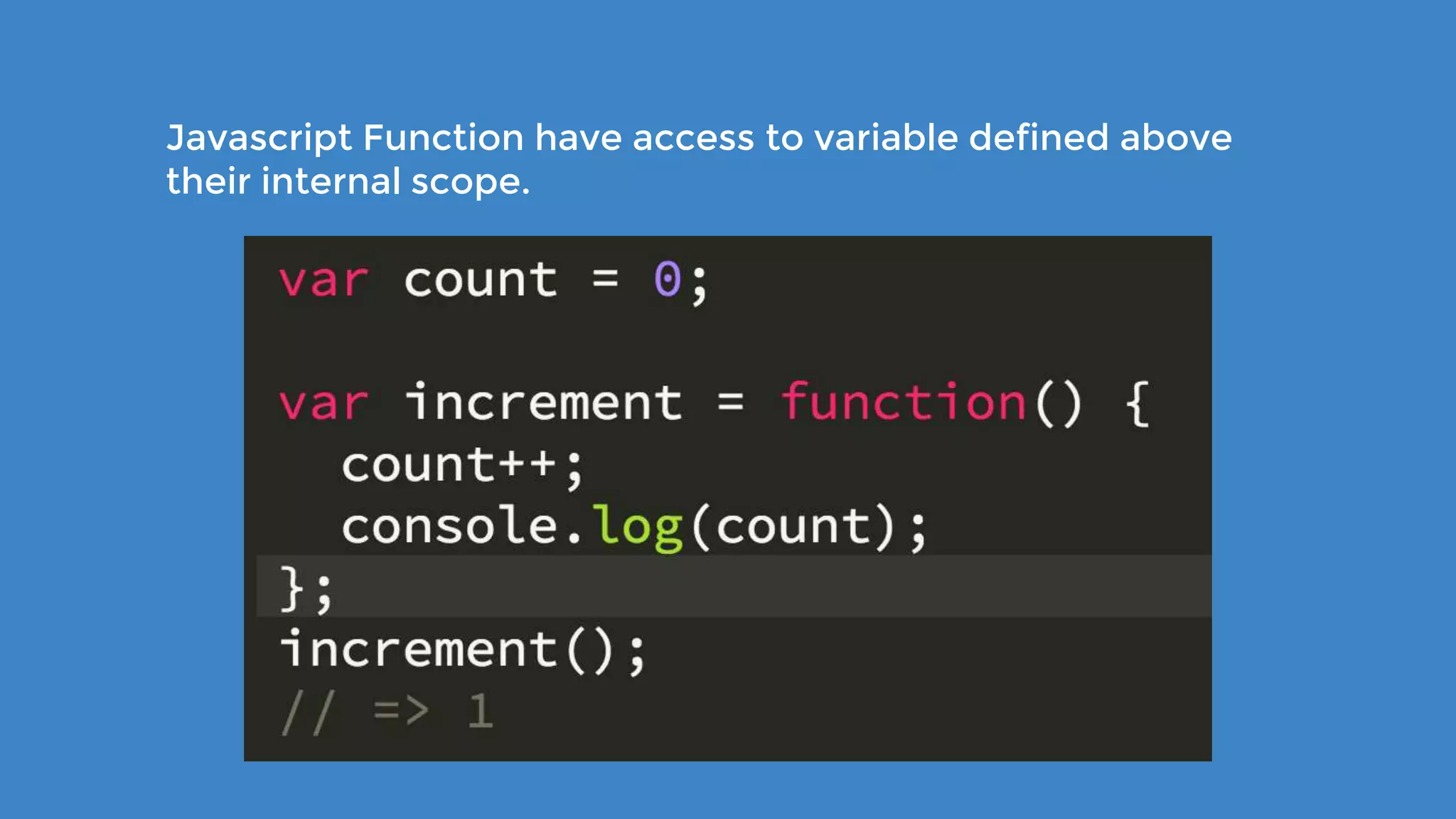 Javascript Function have access to variable defined above their internal scope. 