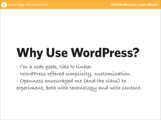 Using WordPress for a Course Website