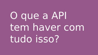 O que a API
tem haver com
tudo isso?
 