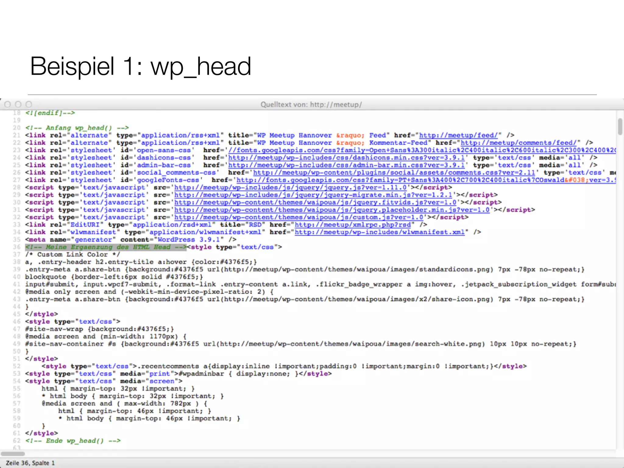 Beispiel 1: wp_head
 