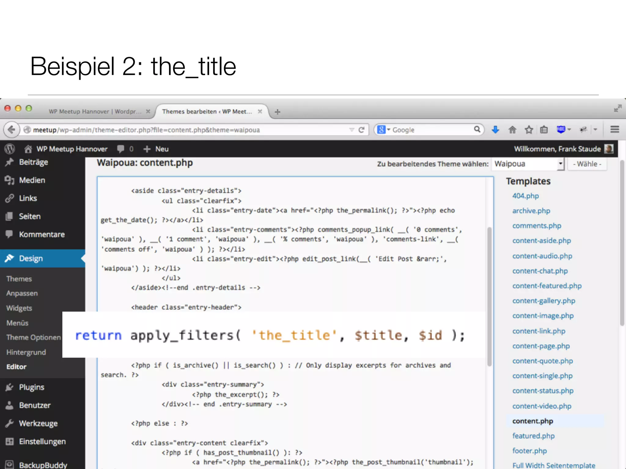 Beispiel 2: the_title
 