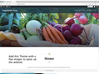 Add this Theme with a
few images to spice up
the website
 