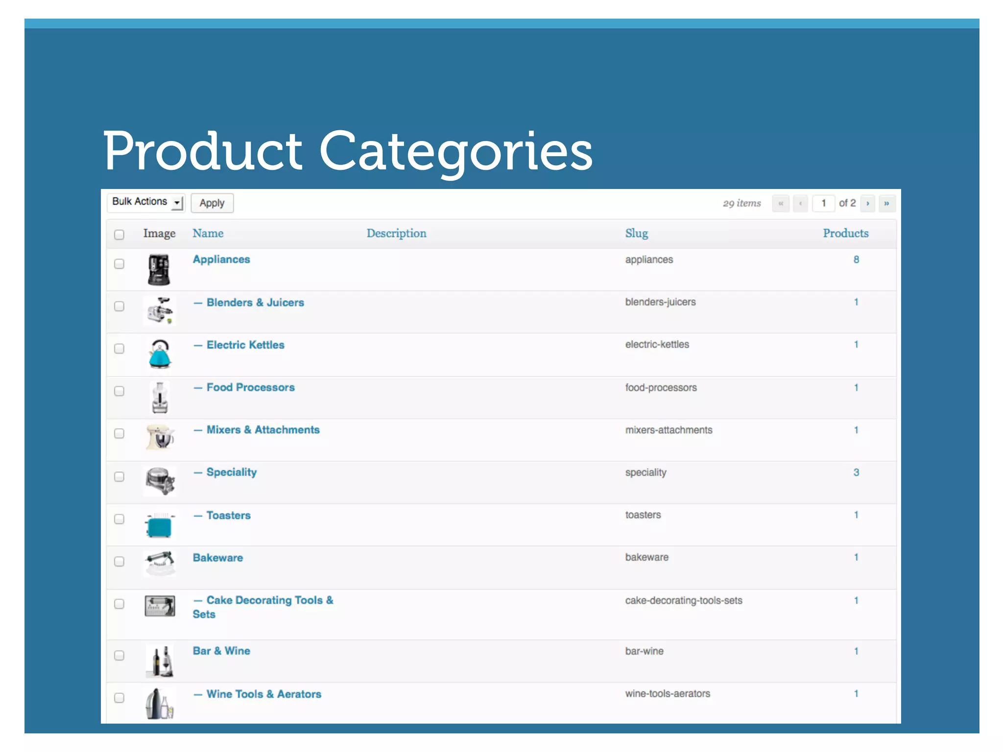 Product Categories
 