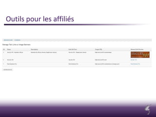 Outils pour les affiliés
 