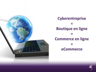 Cyberentreprise
=
Boutique en ligne
=
Commerce en ligne
=
eCommerce
 