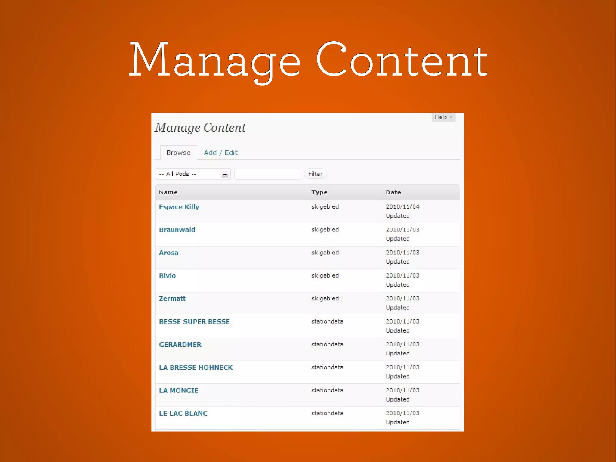 Manage ContentManage Content
 
