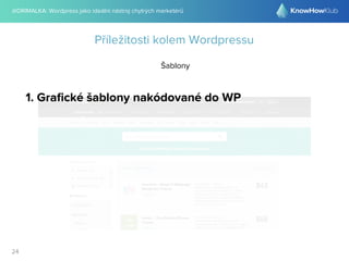 @DRIMALKA: Wordpress jako ideální nástroj chytrých marketérů
24
Příležitosti kolem Wordpressu
Šablony
1. Graﬁcké šablony nakódované do WP
 