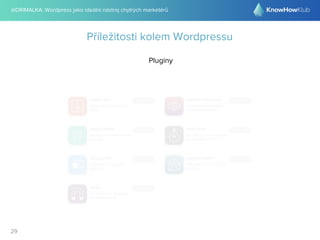 @DRIMALKA: Wordpress jako ideální nástroj chytrých marketérů
29
Příležitosti kolem Wordpressu
Pluginy
 